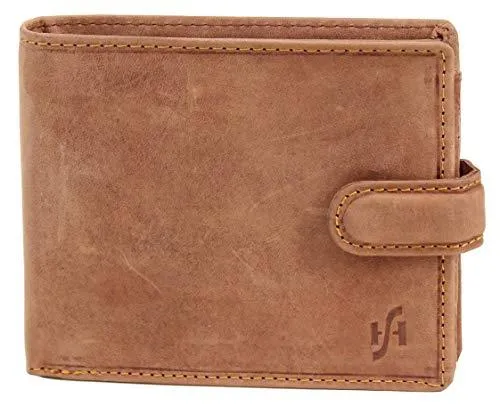 STARHIDE Mens RFID Blocking Genuine Leather Twin ID Card and Coin Pocket Wallet 1213