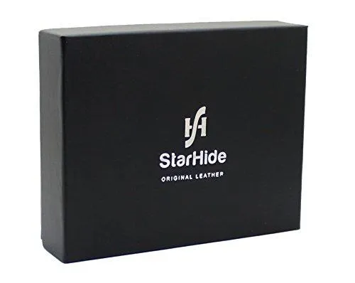 STARHIDE Mens RFID Blocking Genuine Leather Twin ID Card and Coin Pocket Wallet 1213