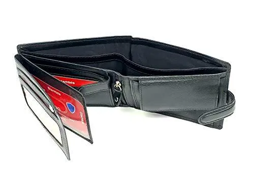 STARHIDE Mens RFID Blocking Genuine Leather Twin ID Card and Coin Pocket Wallet 1213