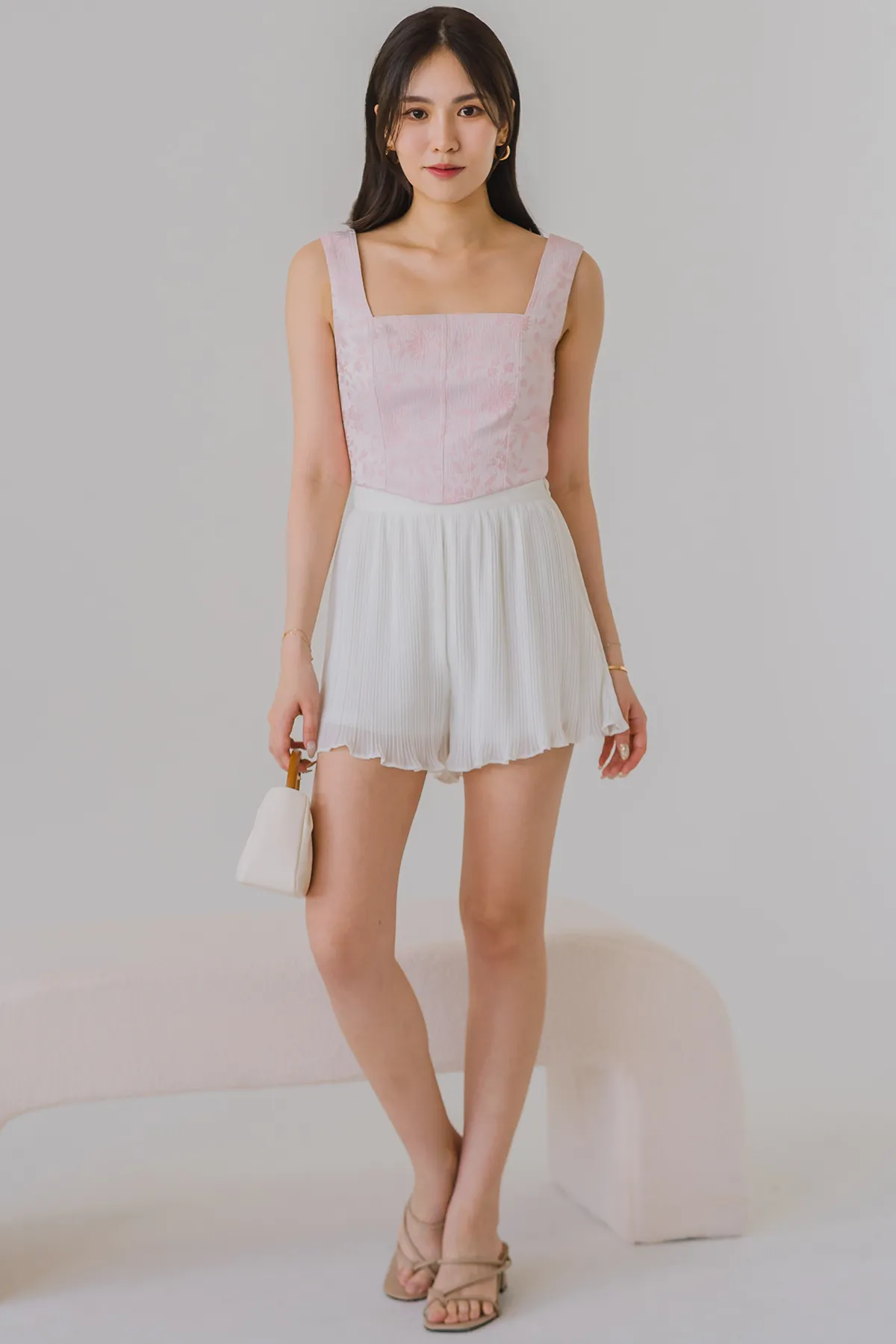 Summer Breeze Pleat Shorts (White)