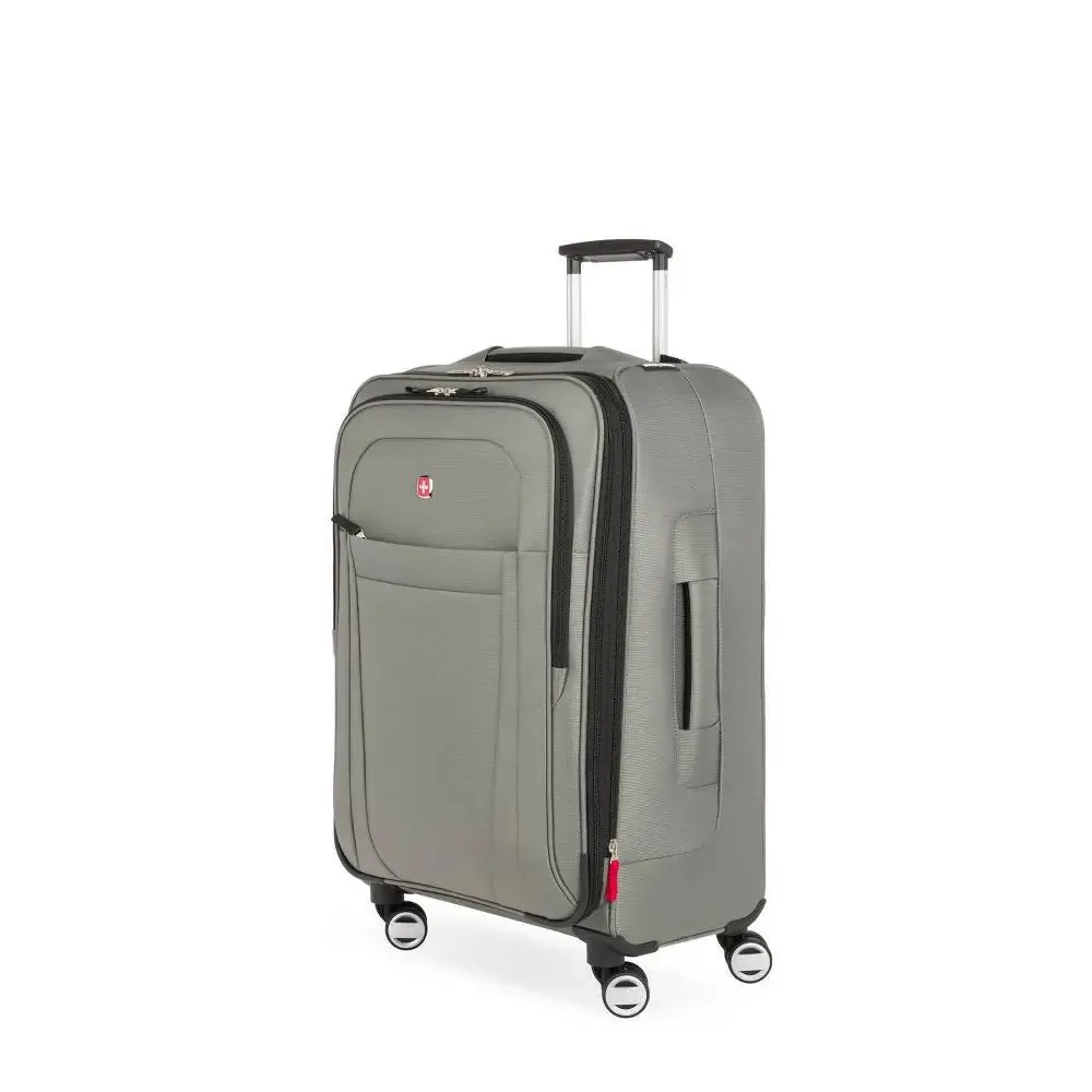 SWISSGEAR 24" Softside Medium Checked Suitcase Spinner Luggage, Gray