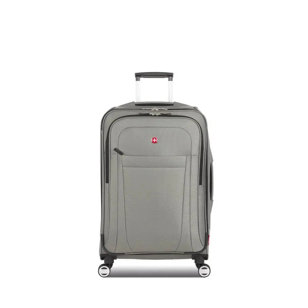 SWISSGEAR 24" Softside Medium Checked Suitcase Spinner Luggage, Gray