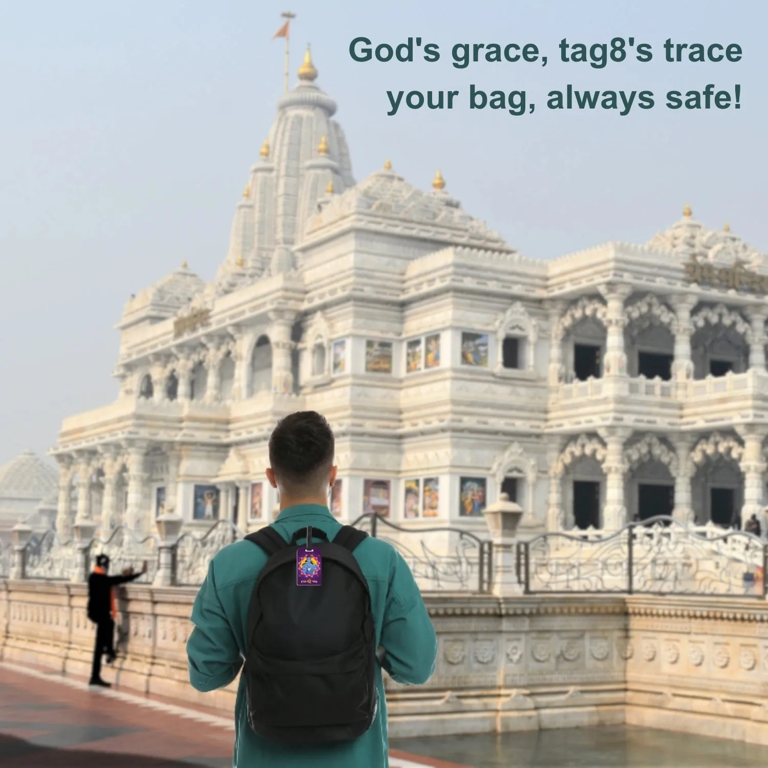 tag8 Ram Mandir Ayodhya Luggage Tag  (Purple tag)