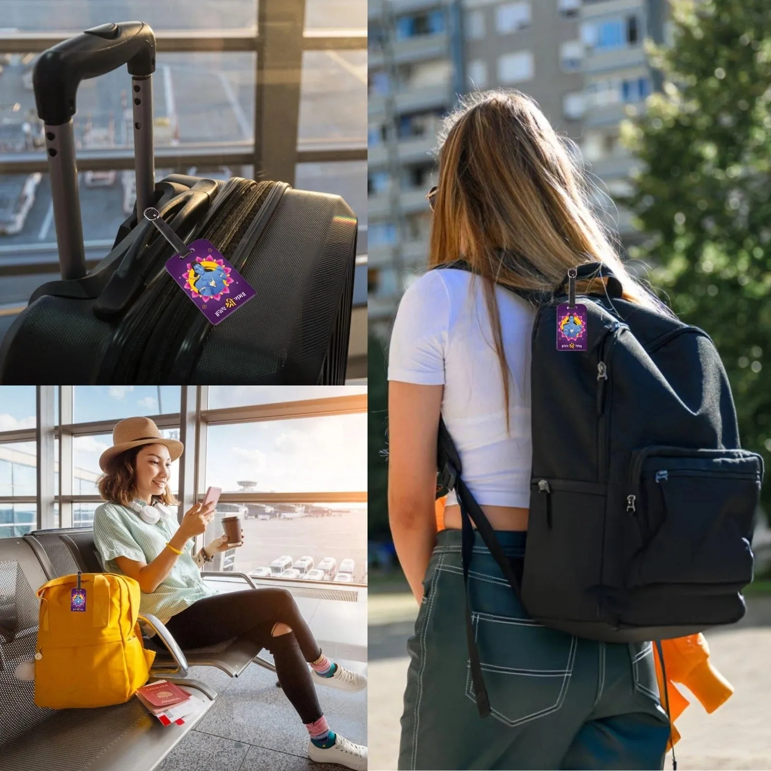 tag8 Ram Mandir Ayodhya Luggage Tag  (Purple tag)
