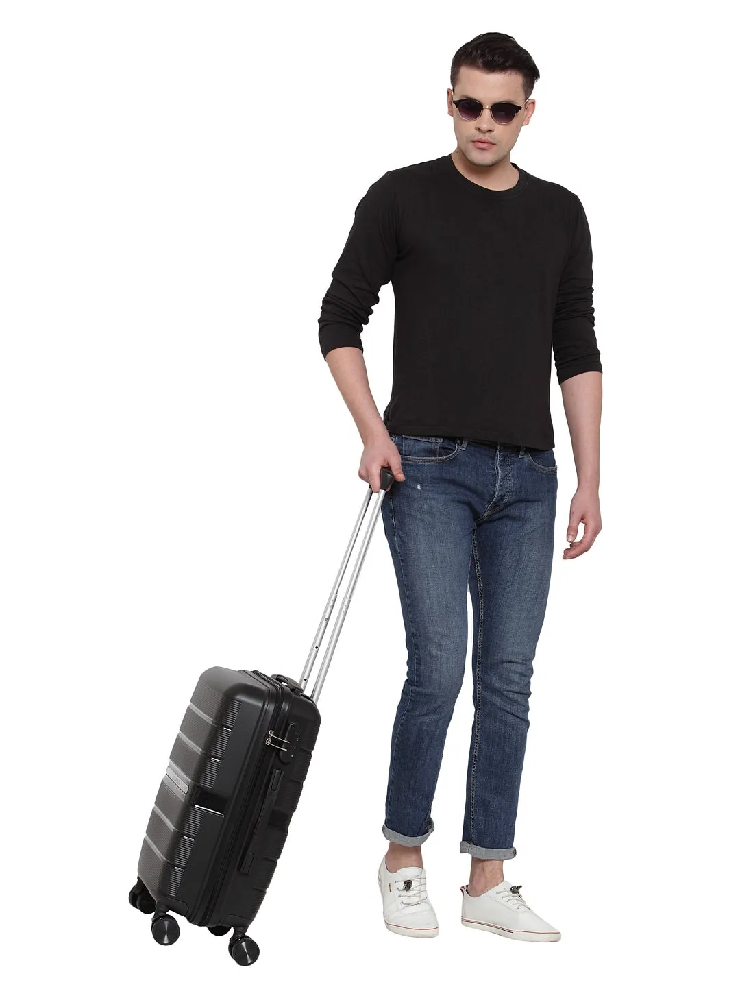 Teakwood Unisex Black Trolley Bag - SET OF THREE