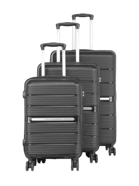 Teakwood Unisex Black Trolley Bag - SET OF THREE