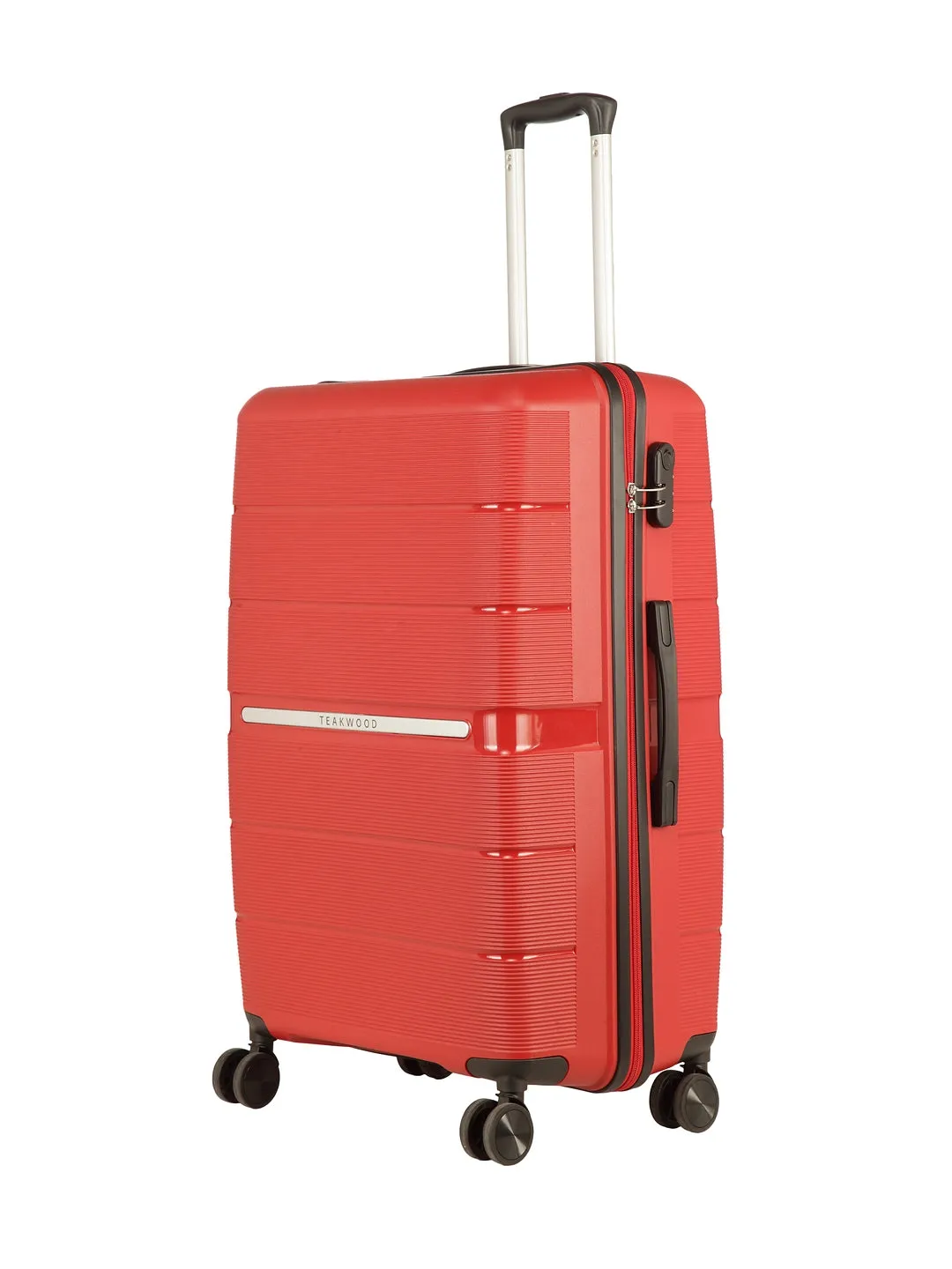 Teakwood Unisex Red Trolley Bag - Set Of Three