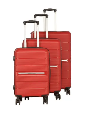 Teakwood Unisex Red Trolley Bag - Set Of Three