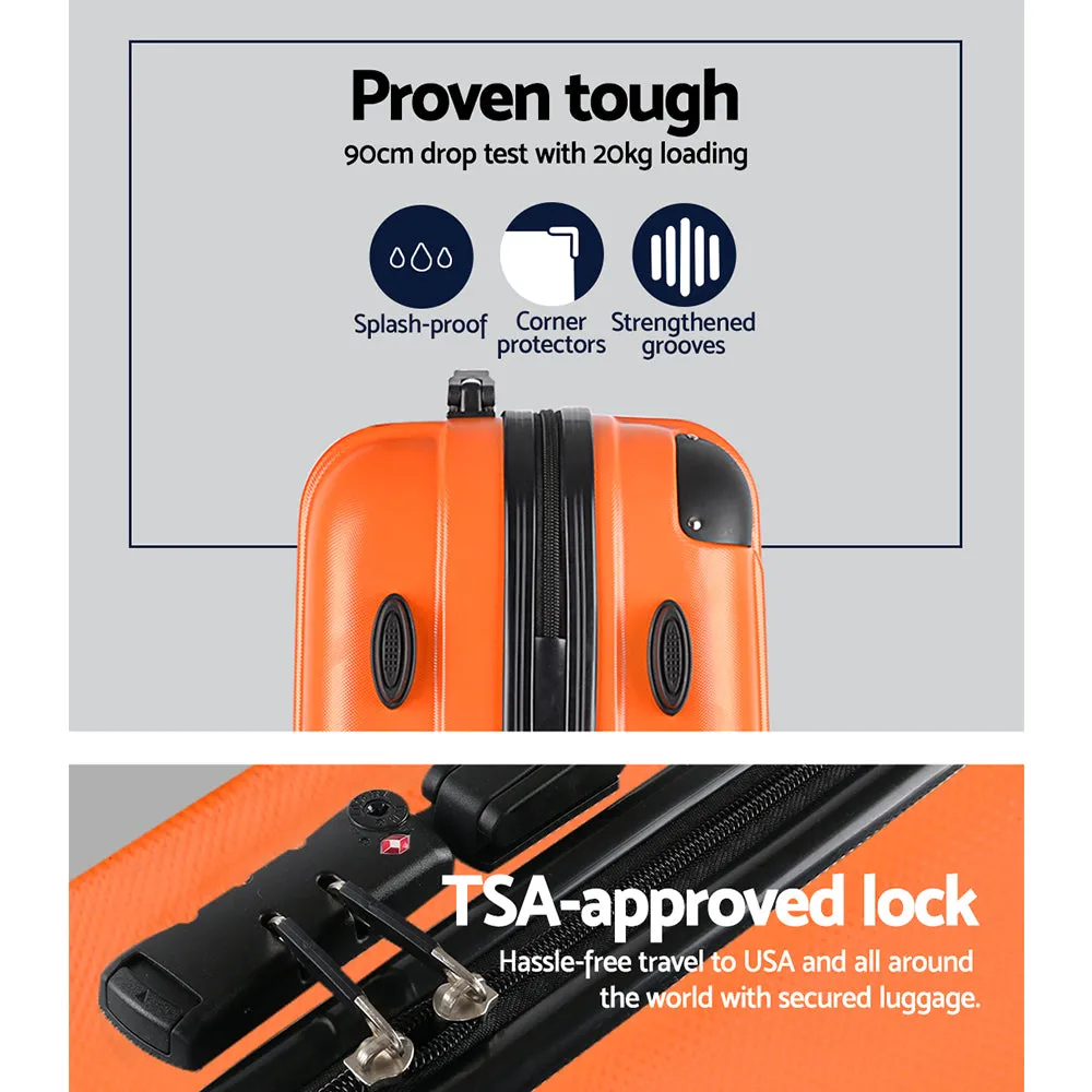 Wanderlite 3pc Luggage Sets Trolley Travel Suitcases TSA Hard Case Scale Orange