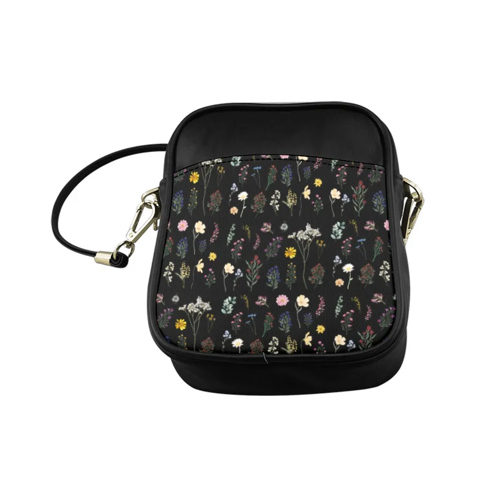 Wildflowers Black Sling Shoulder Bag
