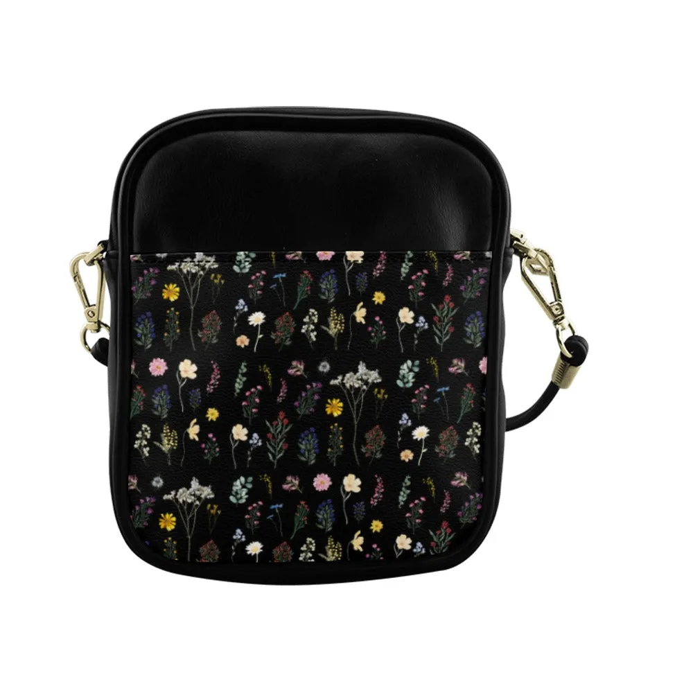 Wildflowers Black Sling Shoulder Bag