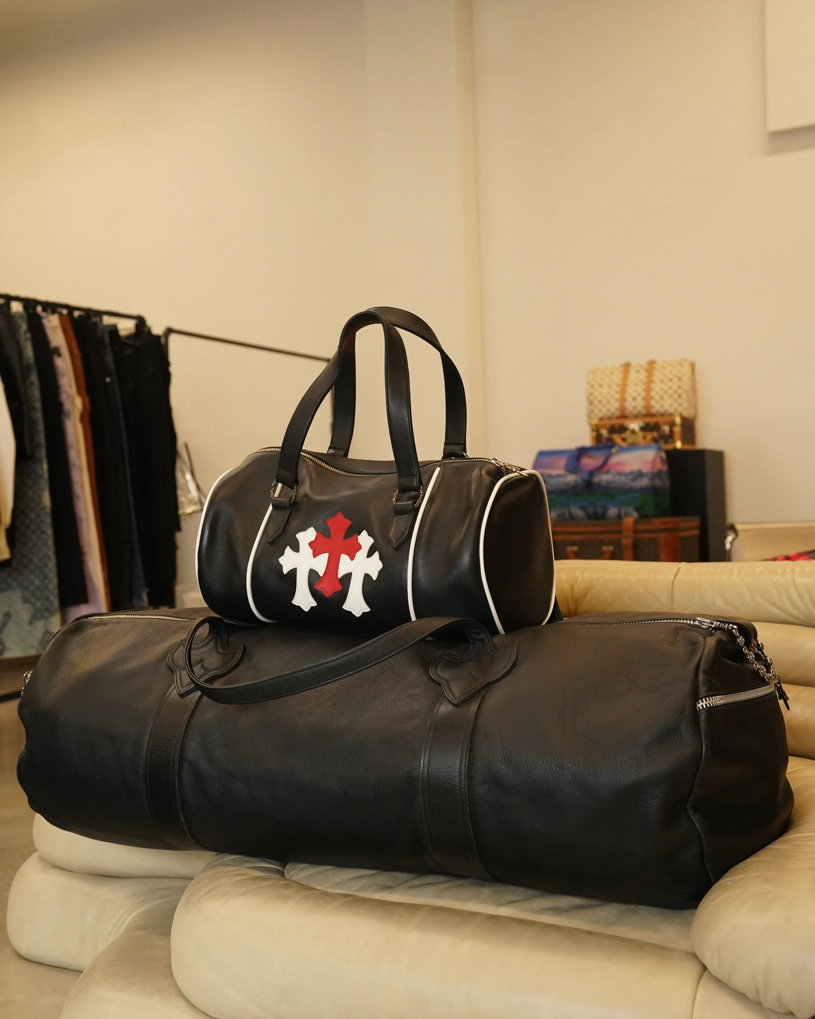 XL Leather Boston Duffel Bag